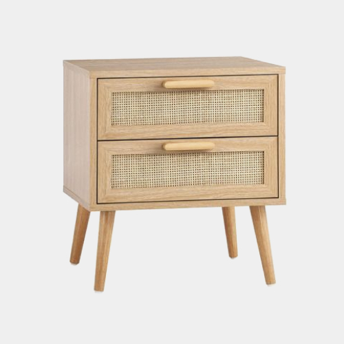 Image of Wooden Cane Bedside Tables